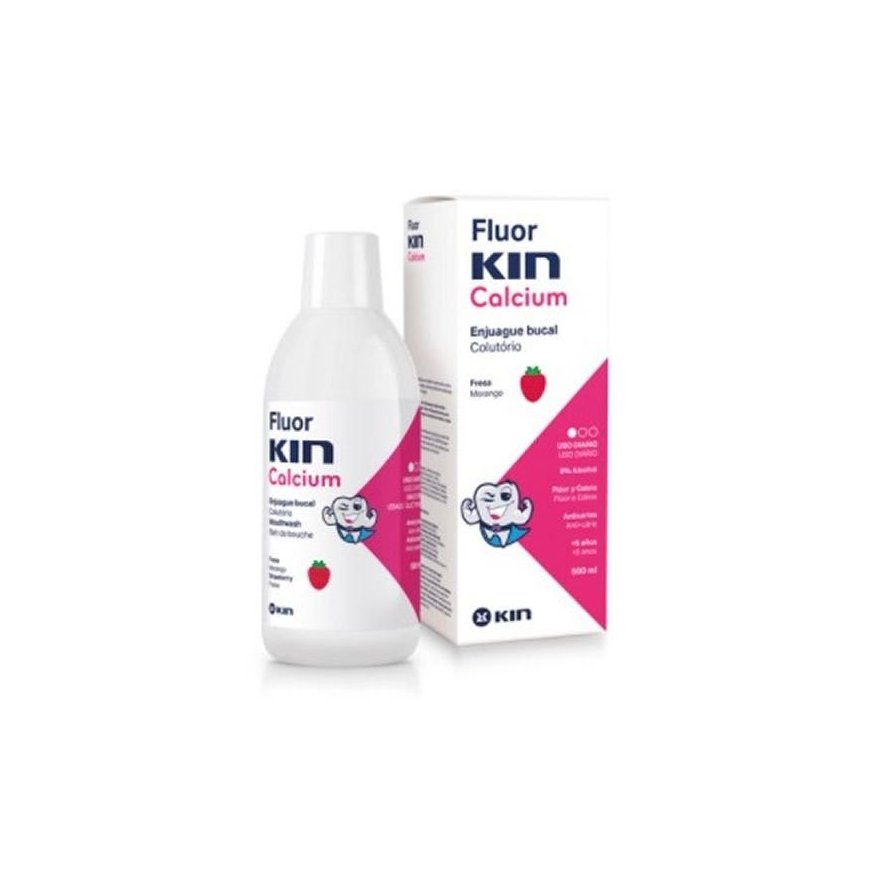 Kin Fluorkin Calcium Mouthwash Braškių skonio 500ml