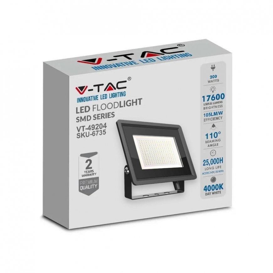 V-TAC 200W SMD F-CLASS must LED projektor VT-49204 4000K 17600lm – 2