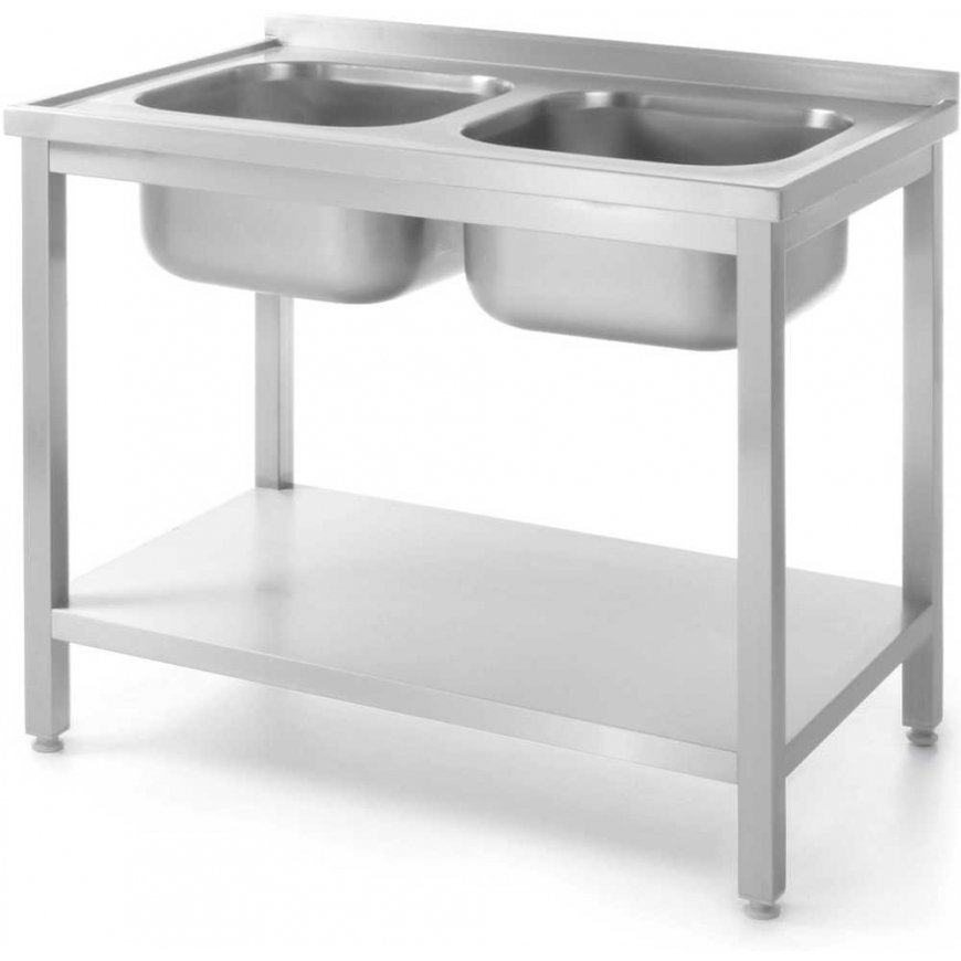 Hendi Two-bowl sink with shelf Budget