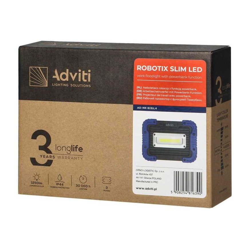 Orno ROBOTIX SLIM 20W Li-Ion 4400mAh darbinis prožektorius su USB įkrovikliu – 2