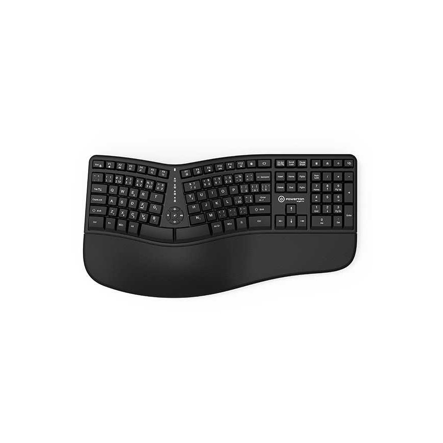 Powerton LANA, Klaviatūra ergonomiczna CZ/SK, su laidu (USB), juoda – 2