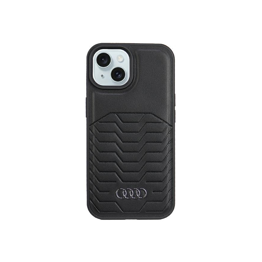 Case Audi Synthetic Leather MagSafe iPhone 15 Plus / 14 Plus 6.7" black/black hardcase AU-TPUPCMIP15M-GT/D3-BK – 2
