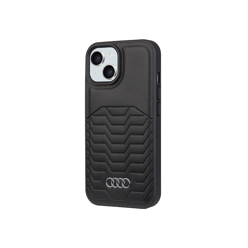 Case Audi Synthetic Leather MagSafe iPhone 15 Plus / 14 Plus 6.7" black/black hardcase AU-TPUPCMIP15M-GT/D3-BK – 3