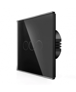 Spring Three Gang, One Way Touch Switch, Glass Black