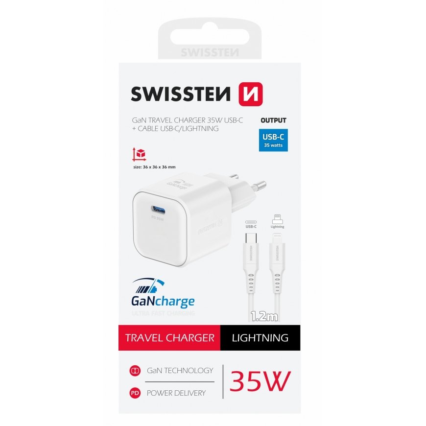 Swissten Travel Charger GaN USB-C 35W