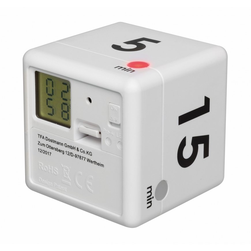 TFA-Dostmann CUBE-TIMER Skaitmeninis virtuvės laikrodis Juoda, Balta – 3