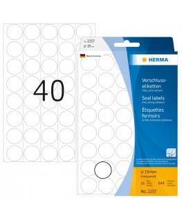 HERMA Seal labels Ø 19 mm round transparent extra strong adhesion film matt 640 pcs.