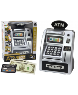 Lean ATM Piggy Bank For Children Learning To Save Sidabrinis Juodas
