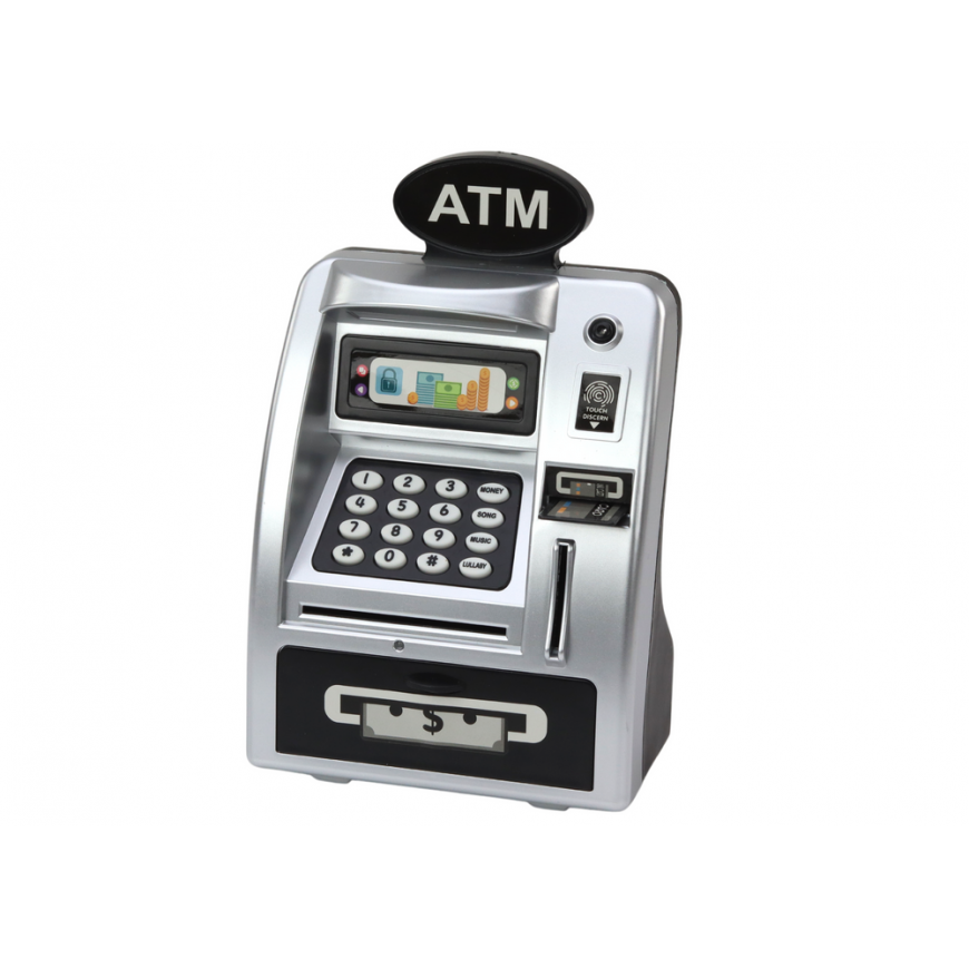 Lean ATM Piggy Bank For Children Learning To Save Sidabrinis Juodas – 2