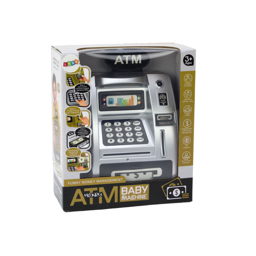 Lean ATM Piggy Bank For Children Learning To Save Sidabrinis Juodas – 3