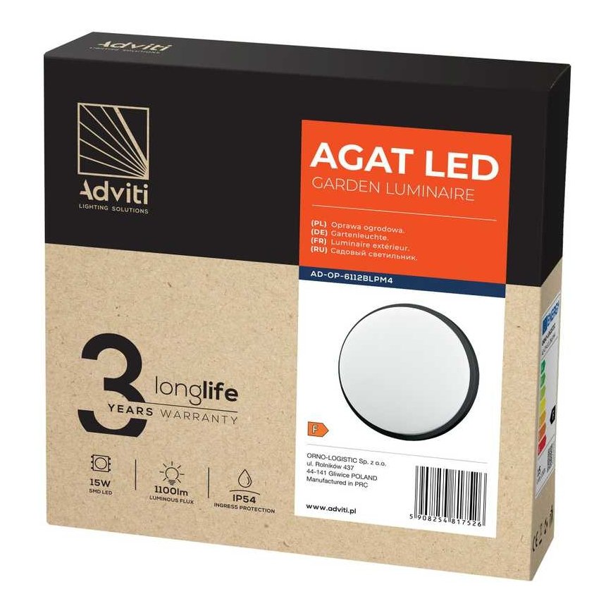 Wall lamp Orno AGAT LED 15W, garden lamp, 1100lm, IP54, 4000K, black – 2
