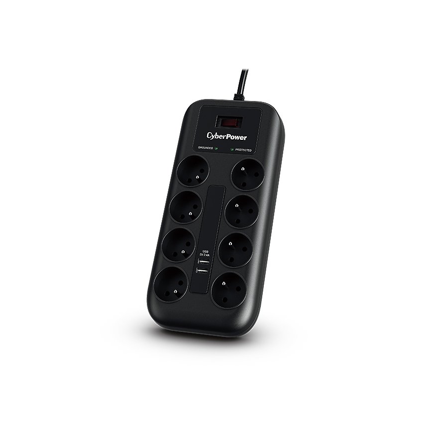 CyberPower Tracer III P0820SUF0-FR pārsprieguma aizsargs Melns 8 Maiņstrāvas izvade (-s) 200 - 250 V