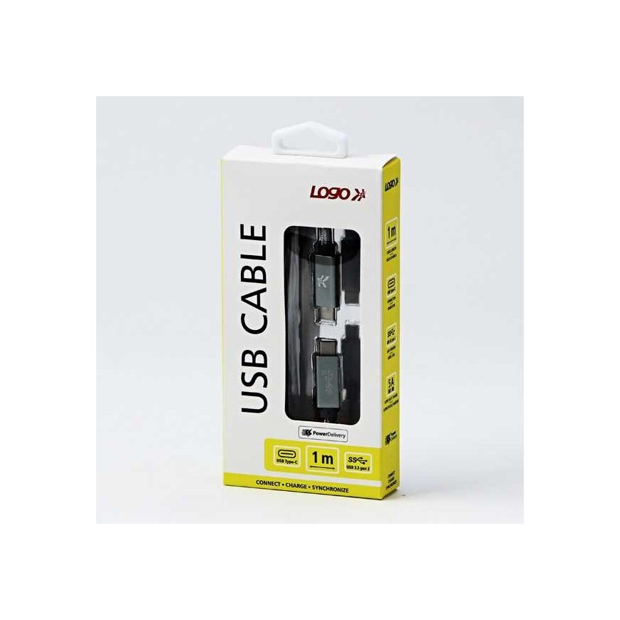 USB kabelis Logotipas USB-C - USB-C 1 m Baltas – 3