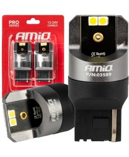 Żarówki led canbus pro series 7440 w21w 4x3030 smd white 12v 24v amio-03589