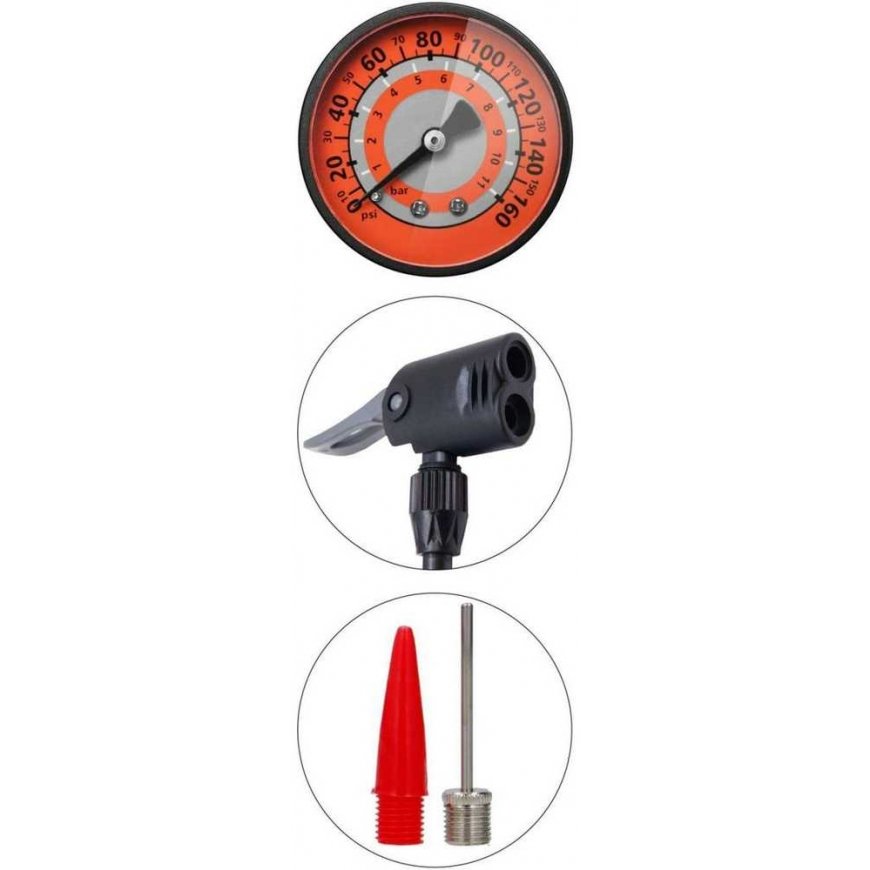 XQMAX PRO WORKSHOP BICYCLE PUMP 160Psi (11Bar) WITH PRESSURE GAUGE SMALL BASE – 5