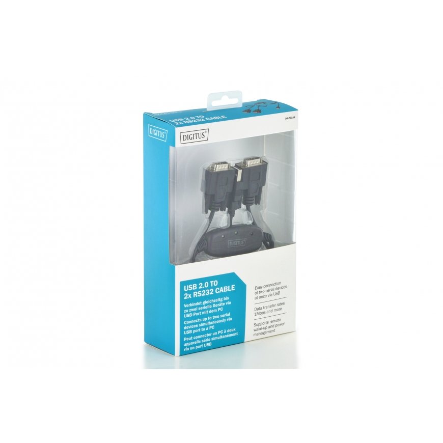 Digitus DA-70158 кабель последовательной связи Черный 1,5 m USB тип-A DB-9 – 2
