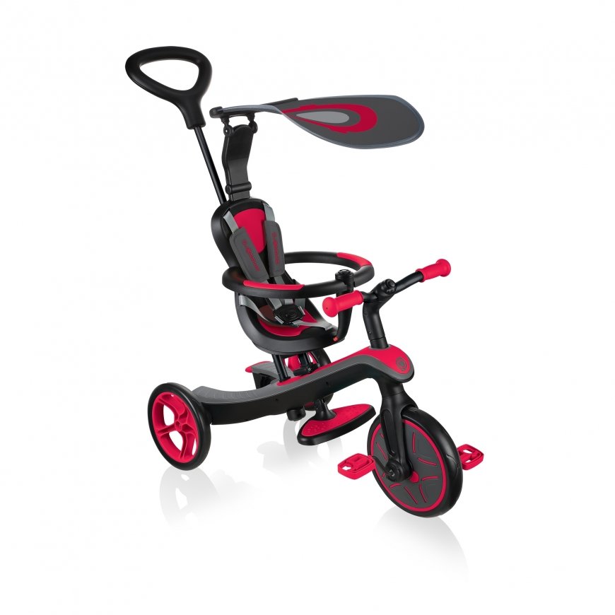 Globber Explorer Trike 4in1 Vaikai Dviratis - paspirtukas Raudona