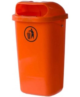 Europlast Austria Street waste bin, urban waste container, mounted on pole or wall, DIN 50L - orange