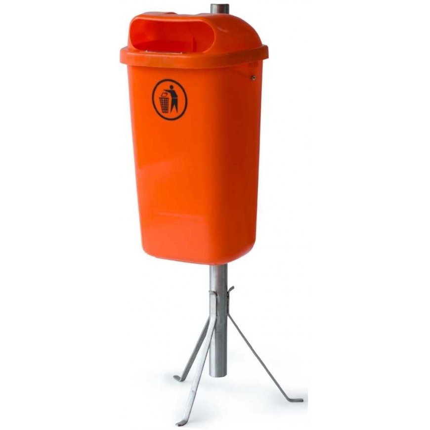 Europlast Austria Street waste bin, urban waste container, mounted on pole or wall, DIN 50L - orange – 3