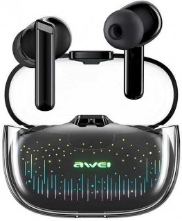 Case AWEI headphones Bluetooth 5.3 T52 Pro2 TWS + docking station black/black