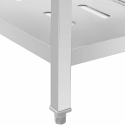 Royal Catering Single bowl sink with shelf and rim, right, 140 x 70 x 94.5 cm