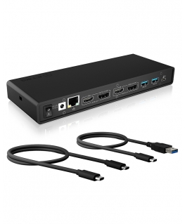 ICY BOX IB-DK2245AC Vadu USB 3.2 Gen 1 (3.1 Gen 1) Type-C Melns