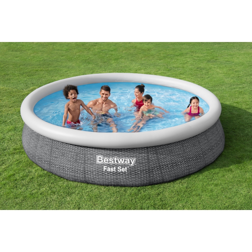 Bestway Fast Set 57445 maapealne bassein Raamiga/täispuhutav bassein Ümmargune Hall, Valge – 3