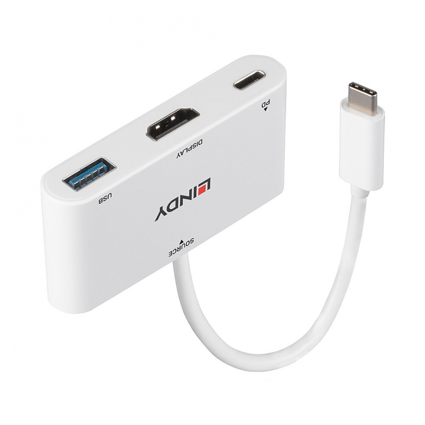 Lindy 43340 USB ekrano adapteris 3840 x 2160 pikseliai Balta