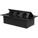 Orno Furniture socket is recessed into the tabletop with a flat edge, 3x2P + Z (Schuko), black Orno Furniture socket is recessed into the tabletop with a flat edge, 3x2P + Z (Schuko), black