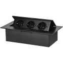 Orno Furniture socket is recessed into the tabletop with a flat edge, 3x2P + Z (Schuko), black Orno Furniture socket is recessed into the tabletop with a flat edge, 3x2P + Z (Schuko), black