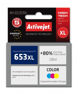 Activejet AH-653CRX tindikassett 1 tk Kokkusobiv High (XL) Yield Tsüaan, Magenta, Kollane