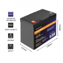 Qoltec 53704 LiFePO4 litija dzelzs fosfāta akumulators | 12,8 V | 50Ah | 640Wh | BMS Qoltec 53704 LiFePO4 litija dzelzs fosfāta akumulators | 12,8 V | 50Ah | 640Wh | BMS