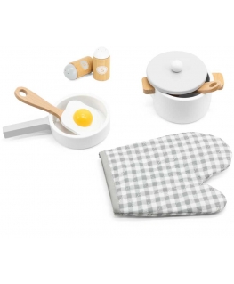 Viga Toys Wooden children's pots and tools white, Viga