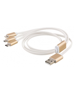 Deltaco USB-MULTI10 USB кабель 1 m USB A USB C Золото, Белый