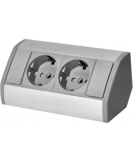 Orno Lizdas meblowe 2x2P+Z (Schuko), pilka-Sidabrinė