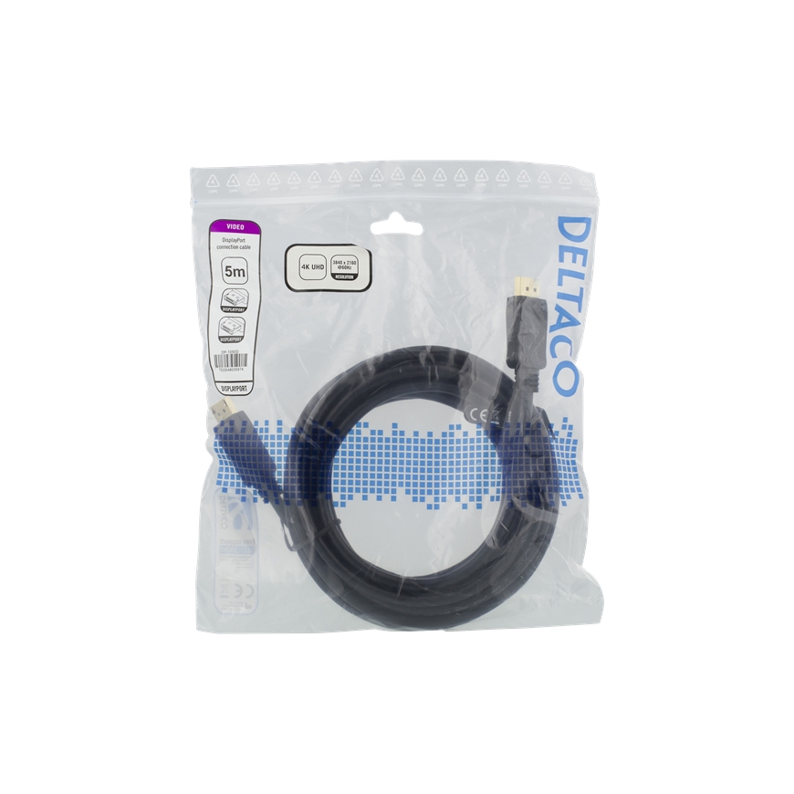Deltaco DP-1050D DisplayPort kabelis 5 m Melns – 2