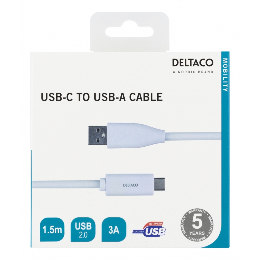 Deltaco USBC-1010M USB kabelis 1,5