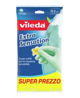 Vileda Extra Sensation Saimniecības cimdi Zaļš Kokvilna, Lateksa 1 pcs