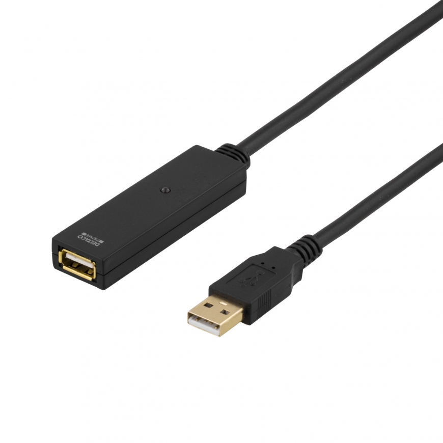 Deltaco USB2-EX3M USB-kaapeli 3 m USB 2.0 USB A Musta