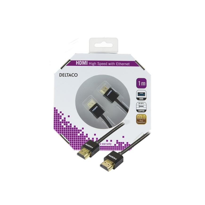 Deltaco HDMI-1091 HDMI-kaapeli 1 m HDMI-tyyppi A (vakio) Musta – 2