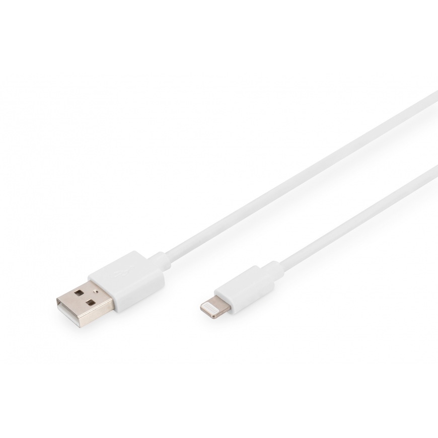 Digitus DB-600106-010-W „Lightning“ kabelis 1 m Balta