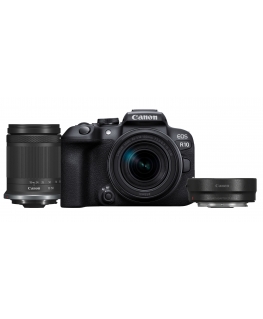 Canon EOS R10 + RF-S 18-150mm F3.5-6.3 IS STM + EF- R MILC 24,2 MP CMOS 6000 x 4000 pikseliä Musta