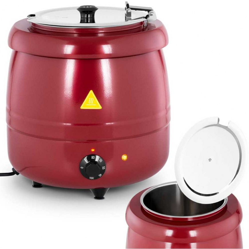 Royal Catering Kociołek thermos for soup electric stainless steel cool-touch 400 W 10 l 35-80C red
