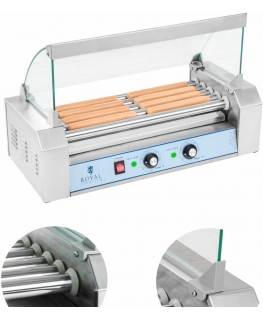 Royal Catering Roller grill with cover, roller grill, sausage warmer, 5 rolls