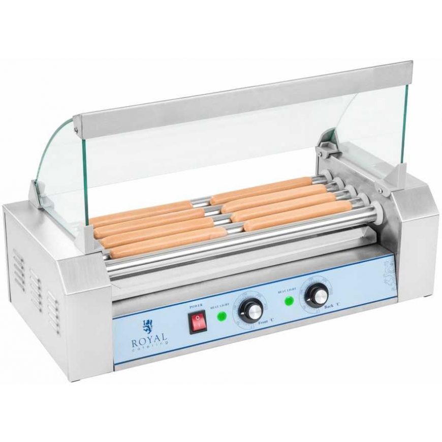 Royal Catering Roller grill with cover, roller grill, sausage warmer, 5 rolls – 2