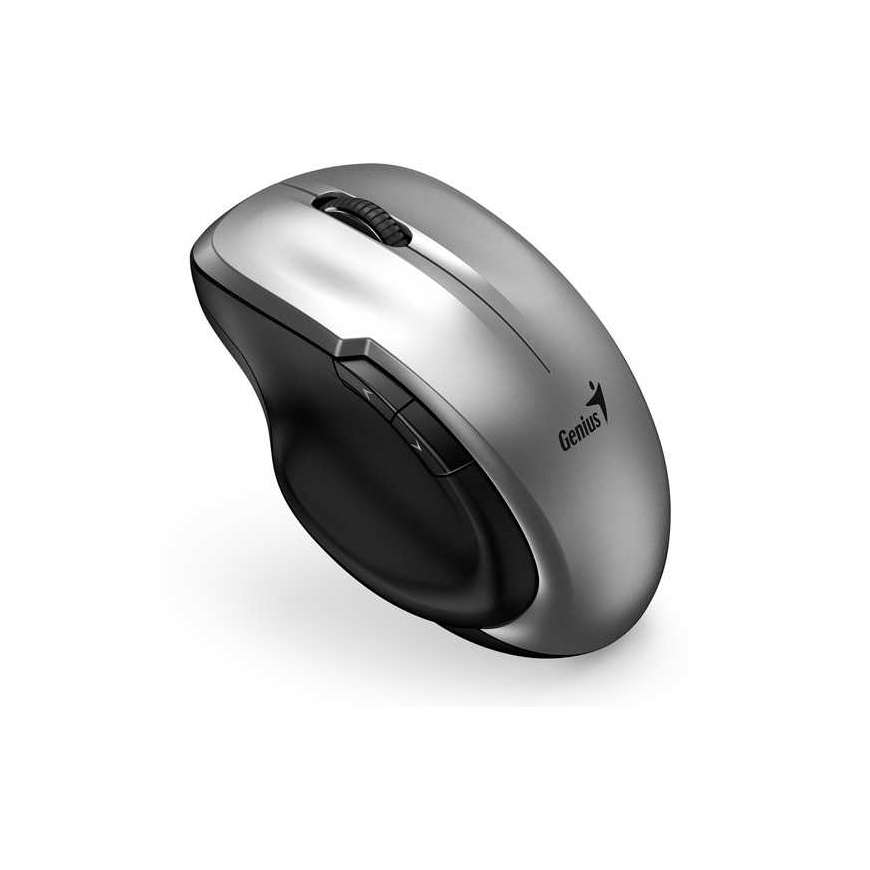 Mouse Genius Mouse Ergo 8200S, 1200DPI, 2.4 [GHz], optical, 5kl., wireless, silver, 1 pc AA, Blue-Eye sensor, Adapter USB-C – 2