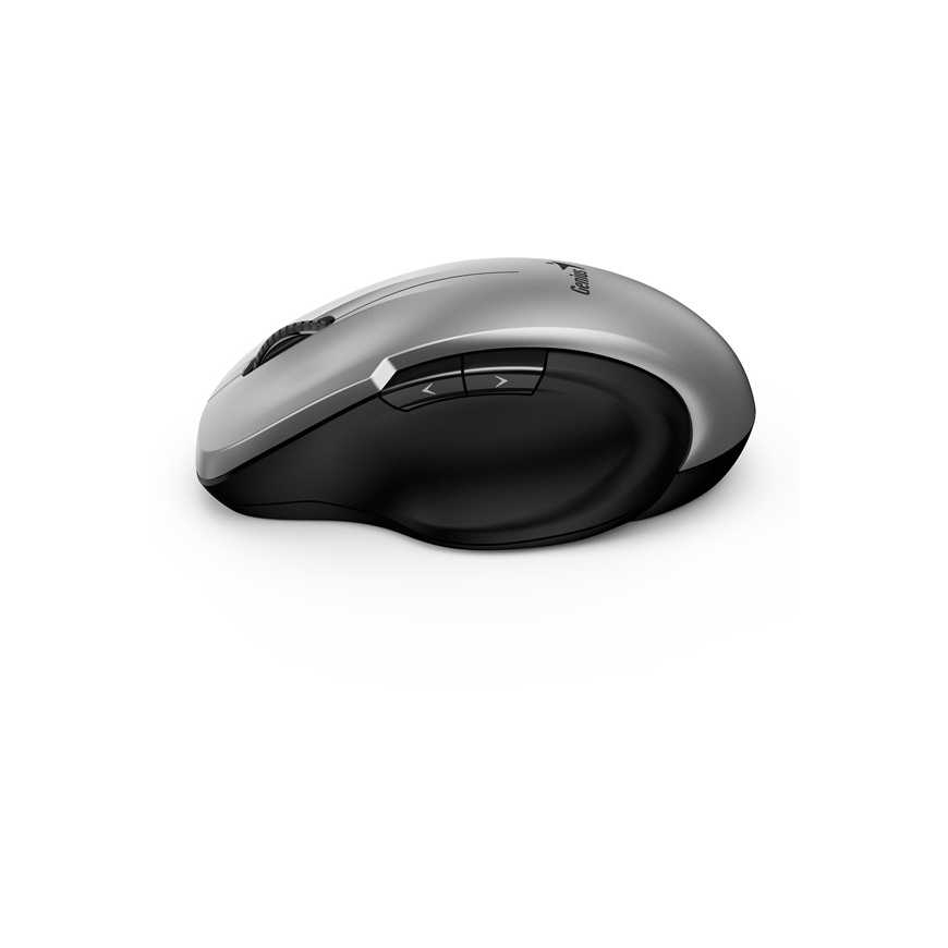 Pelė Genius Pelė Ergo 8200S, 1200DPI, 2.4 [GHz], optinė, 5kl., belaidė, sidabrinė, 1 vnt AA, Mėlyna-Eye sensor, Adapteris USB-C – 5