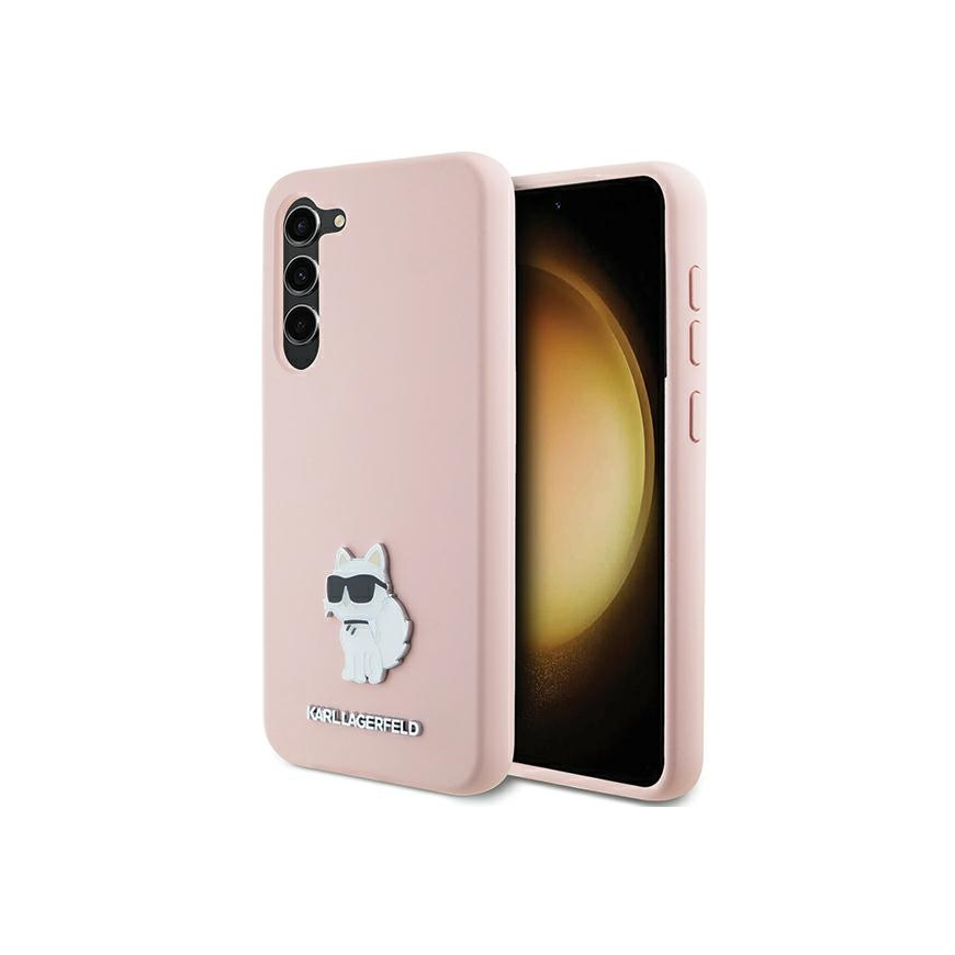 Case Karl Lagerfeld KLHCS23MSMHCNPP S23+ S916 pink Silicone Choupette Metal Pin