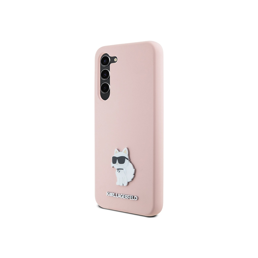 Dėklas Karl Lagerfeld KLHCS23MSMHCNPP S23+ S916 rožinis/pink Silicone Choupette Metal Pin – 2