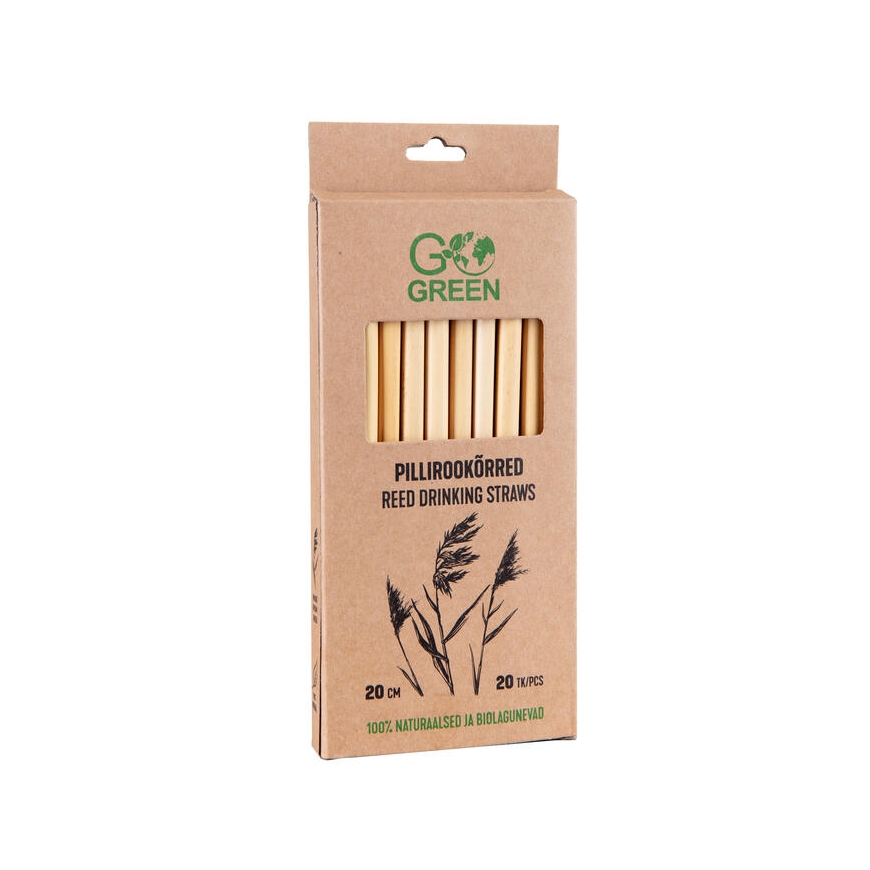 Compostable reed straw Go Green 20 pcs|0,08kg
